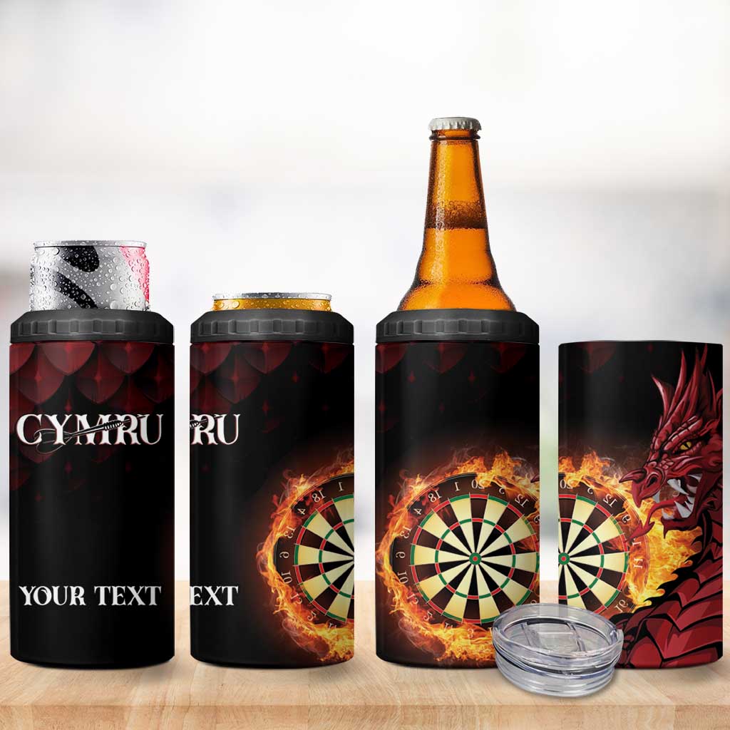 Wales Darts Personalised 4 in 1 Can Cooler Tumbler Red Dragon Cymru Am Byth