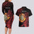 Wales Darts Personalised Couples Matching Long Sleeve Bodycon Dress and Hawaiian Shirt Red Dragon Cymru Am Byth