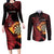 Wales Darts Personalised Couples Matching Long Sleeve Bodycon Dress and Long Sleeve Button Shirt Red Dragon Cymru Am Byth