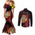Wales Darts Personalised Couples Matching Mermaid Dress and Long Sleeve Button Shirt Red Dragon Cymru Am Byth