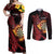 Wales Darts Personalised Couples Matching Off Shoulder Maxi Dress and Long Sleeve Button Shirt Red Dragon Cymru Am Byth