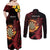 Wales Darts Personalised Couples Matching Off Shoulder Maxi Dress and Long Sleeve Button Shirt Red Dragon Cymru Am Byth