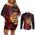 Wales Darts Personalised Couples Matching Off Shoulder Short Dress and Long Sleeve Button Shirt Red Dragon Cymru Am Byth
