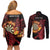 Wales Darts Personalised Couples Matching Off Shoulder Short Dress and Long Sleeve Button Shirt Red Dragon Cymru Am Byth