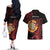 Wales Darts Personalised Couples Matching Off The Shoulder Long Sleeve Dress and Hawaiian Shirt Red Dragon Cymru Am Byth