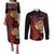 Wales Darts Personalised Couples Matching Puletasi and Long Sleeve Button Shirt Red Dragon Cymru Am Byth