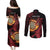 Wales Darts Personalised Couples Matching Puletasi and Long Sleeve Button Shirt Red Dragon Cymru Am Byth