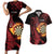Wales Darts Personalised Couples Matching Short Sleeve Bodycon Dress and Hawaiian Shirt Red Dragon Cymru Am Byth