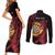 Wales Darts Personalised Couples Matching Short Sleeve Bodycon Dress and Long Sleeve Button Shirt Red Dragon Cymru Am Byth