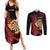 Wales Darts Personalised Couples Matching Summer Maxi Dress and Long Sleeve Button Shirt Red Dragon Cymru Am Byth