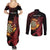 Wales Darts Personalised Couples Matching Summer Maxi Dress and Long Sleeve Button Shirt Red Dragon Cymru Am Byth