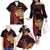 Wales Darts Personalised Family Matching Off The Shoulder Long Sleeve Dress and Hawaiian Shirt Red Dragon Cymru Am Byth