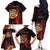 Wales Darts Personalised Family Matching Off The Shoulder Long Sleeve Dress and Hawaiian Shirt Red Dragon Cymru Am Byth