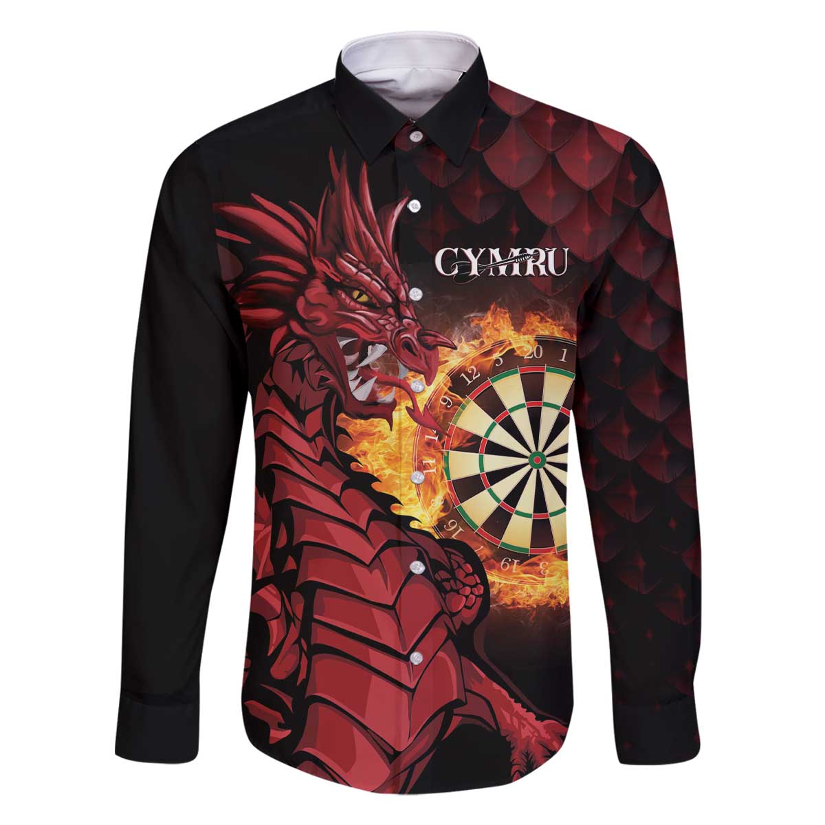 Wales Darts Personalised Family Matching Off The Shoulder Long Sleeve Dress and Hawaiian Shirt Red Dragon Cymru Am Byth
