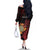 Wales Darts Personalised Family Matching Off The Shoulder Long Sleeve Dress and Hawaiian Shirt Red Dragon Cymru Am Byth