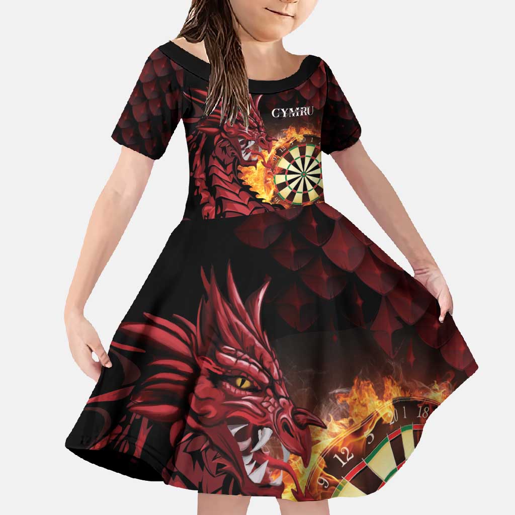 Wales Darts Personalised Family Matching Off Shoulder Maxi Dress and Hawaiian Shirt Red Dragon Cymru Am Byth