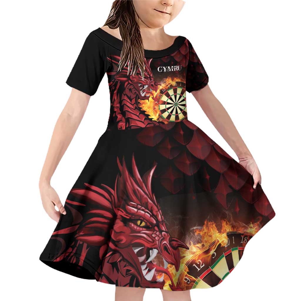 Wales Darts Personalised Family Matching Off Shoulder Short Dress and Hawaiian Shirt Red Dragon Cymru Am Byth