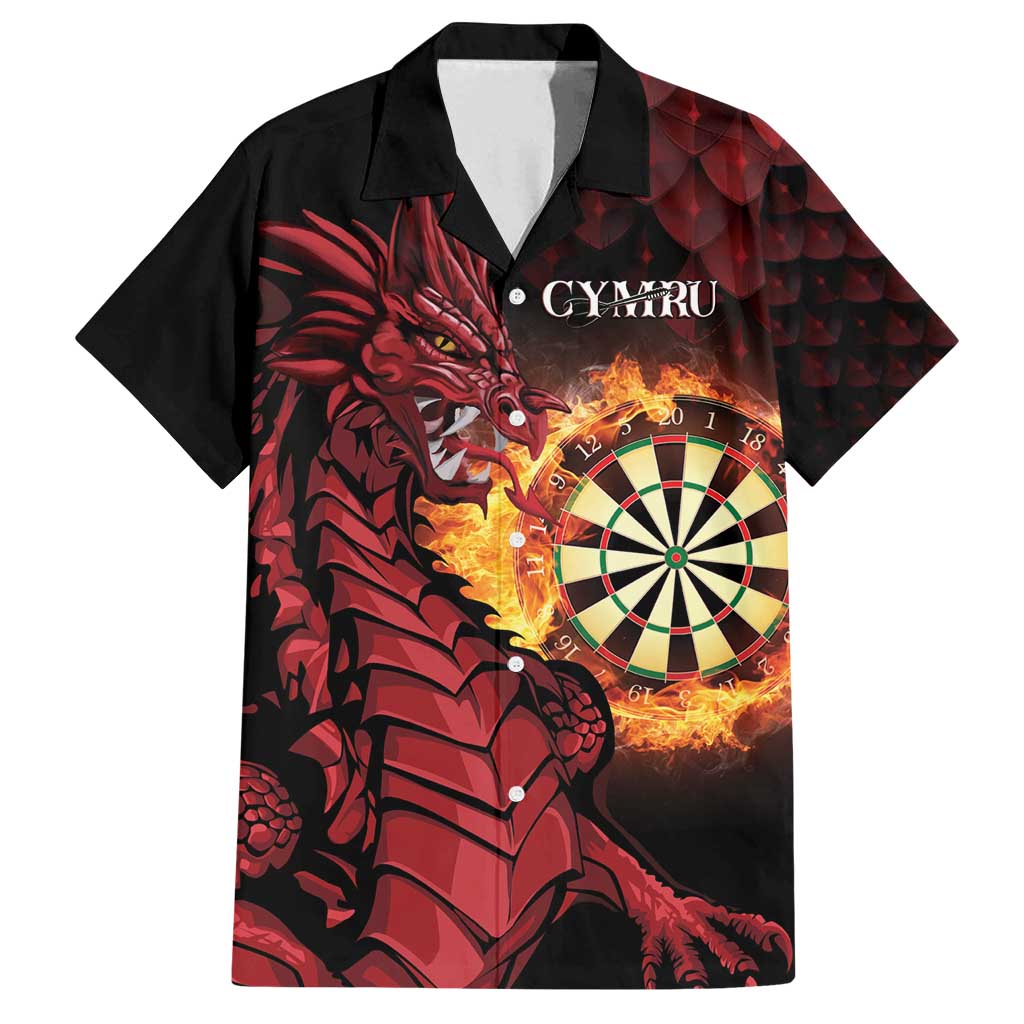 Wales Darts Personalised Family Matching Off Shoulder Short Dress and Hawaiian Shirt Red Dragon Cymru Am Byth