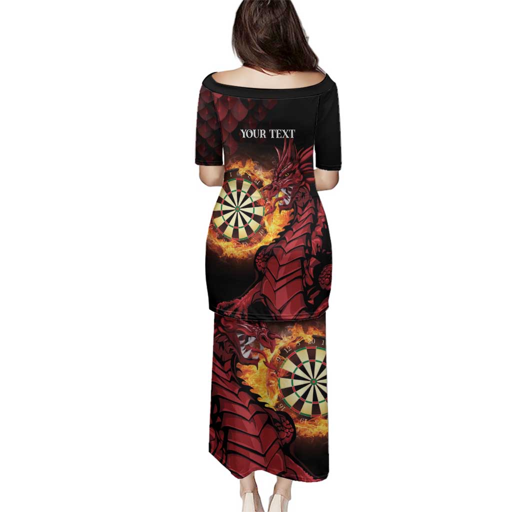 Wales Darts Personalised Family Matching Puletasi and Hawaiian Shirt Red Dragon Cymru Am Byth
