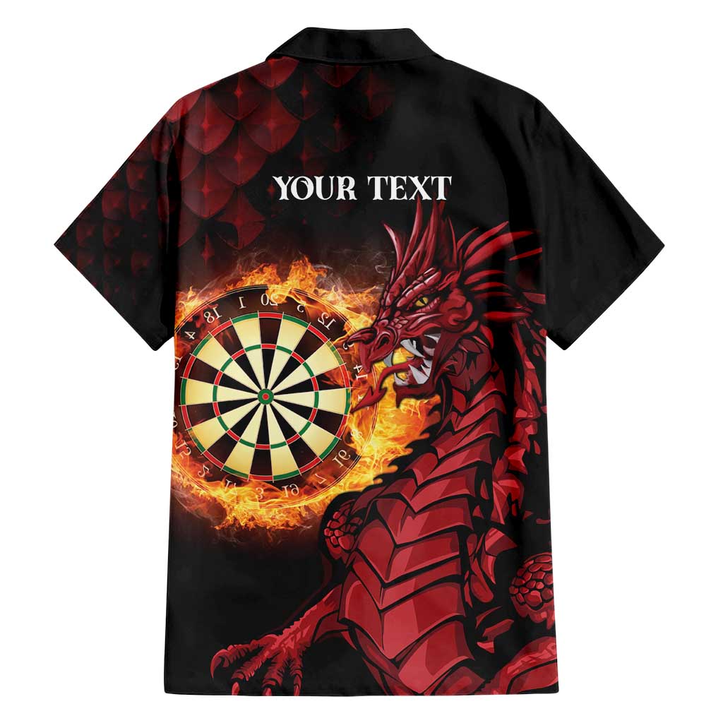 Wales Darts Personalised Family Matching Short Sleeve Bodycon Dress and Hawaiian Shirt Red Dragon Cymru Am Byth