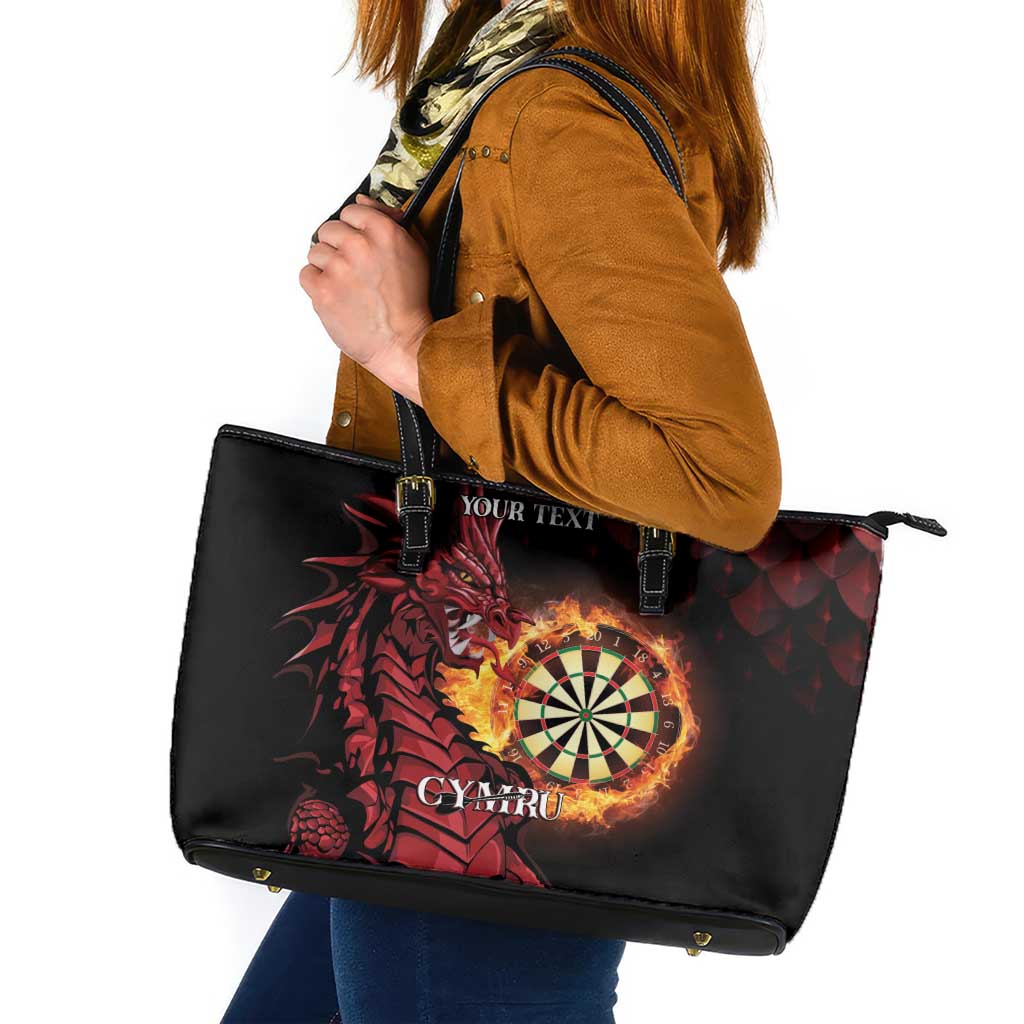 Wales Darts Personalised Leather Tote Bag Red Dragon Cymru Am Byth