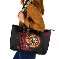 Wales Darts Personalised Leather Tote Bag Red Dragon Cymru Am Byth