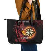 Wales Darts Personalised Leather Tote Bag Red Dragon Cymru Am Byth