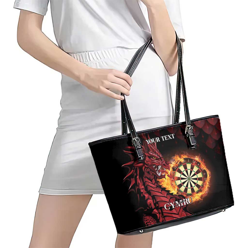 Wales Darts Personalised Leather Tote Bag Red Dragon Cymru Am Byth