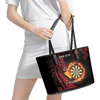 Wales Darts Personalised Leather Tote Bag Red Dragon Cymru Am Byth