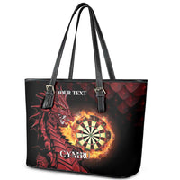 Wales Darts Personalised Leather Tote Bag Red Dragon Cymru Am Byth