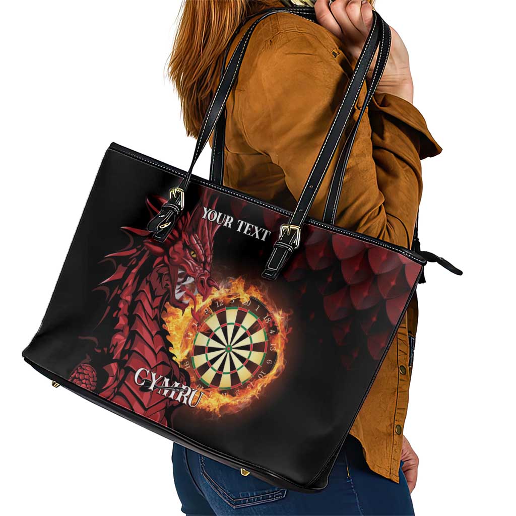 Wales Darts Personalised Leather Tote Bag Red Dragon Cymru Am Byth
