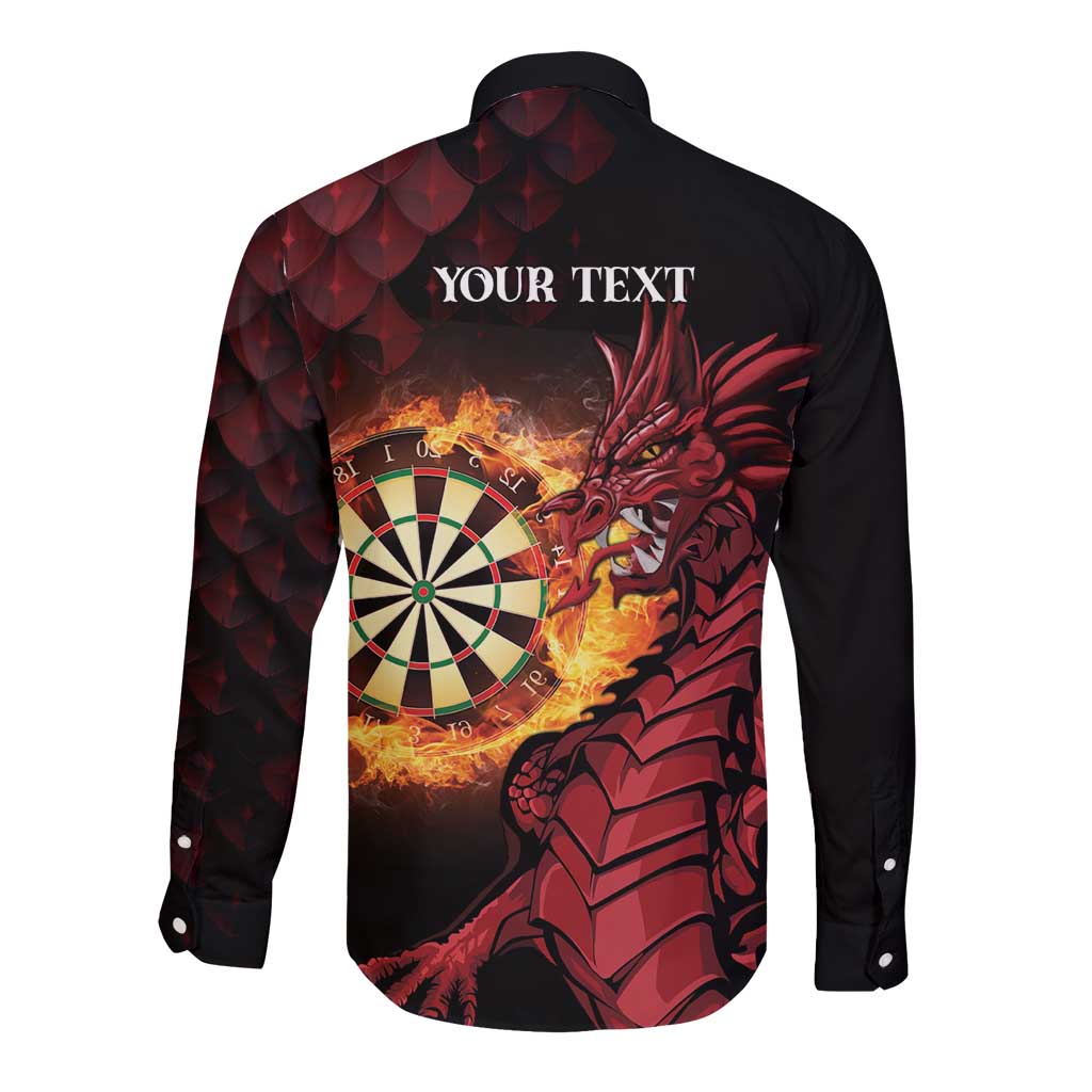 Wales Darts Personalised Long Sleeve Button Shirt Red Dragon Cymru Am Byth