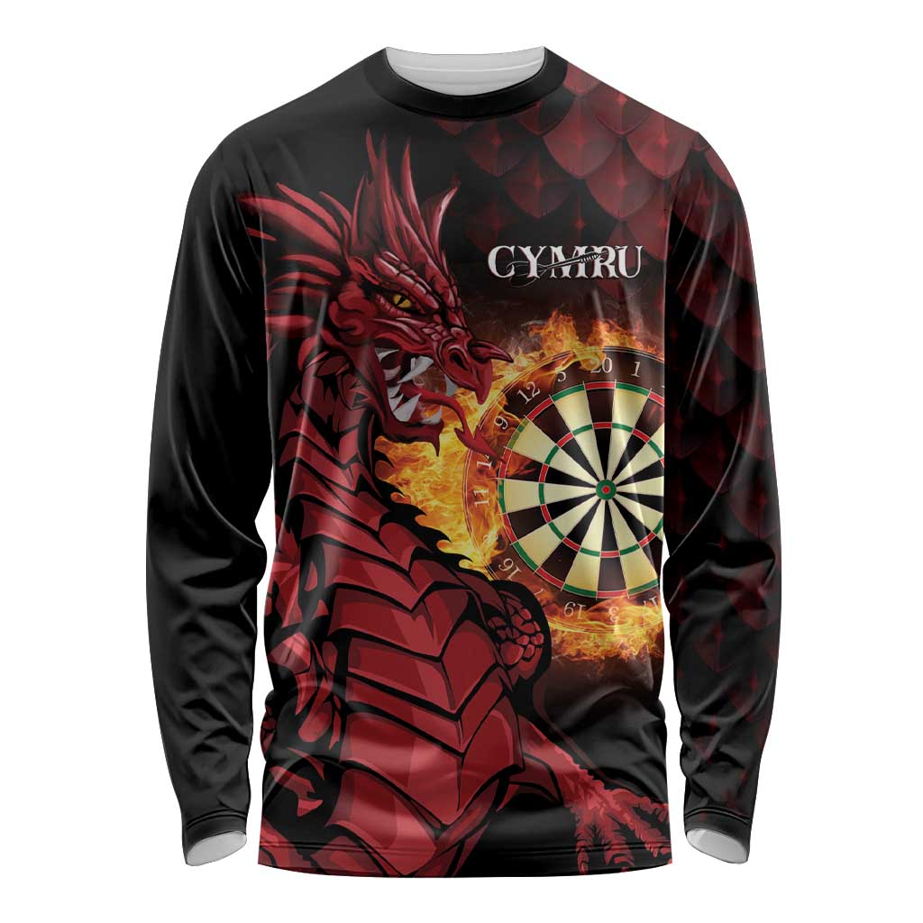 Wales Darts Personalised Long Sleeve Shirt Red Dragon Cymru Am Byth