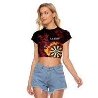 Wales Darts Personalised Raglan Cropped T Shirt Red Dragon Cymru Am Byth - Wonder Print Shop
