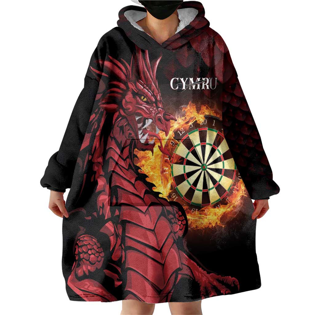 Wales Darts Personalised Wearable Blanket Hoodie Red Dragon Cymru Am Byth - Wonder Print Shop