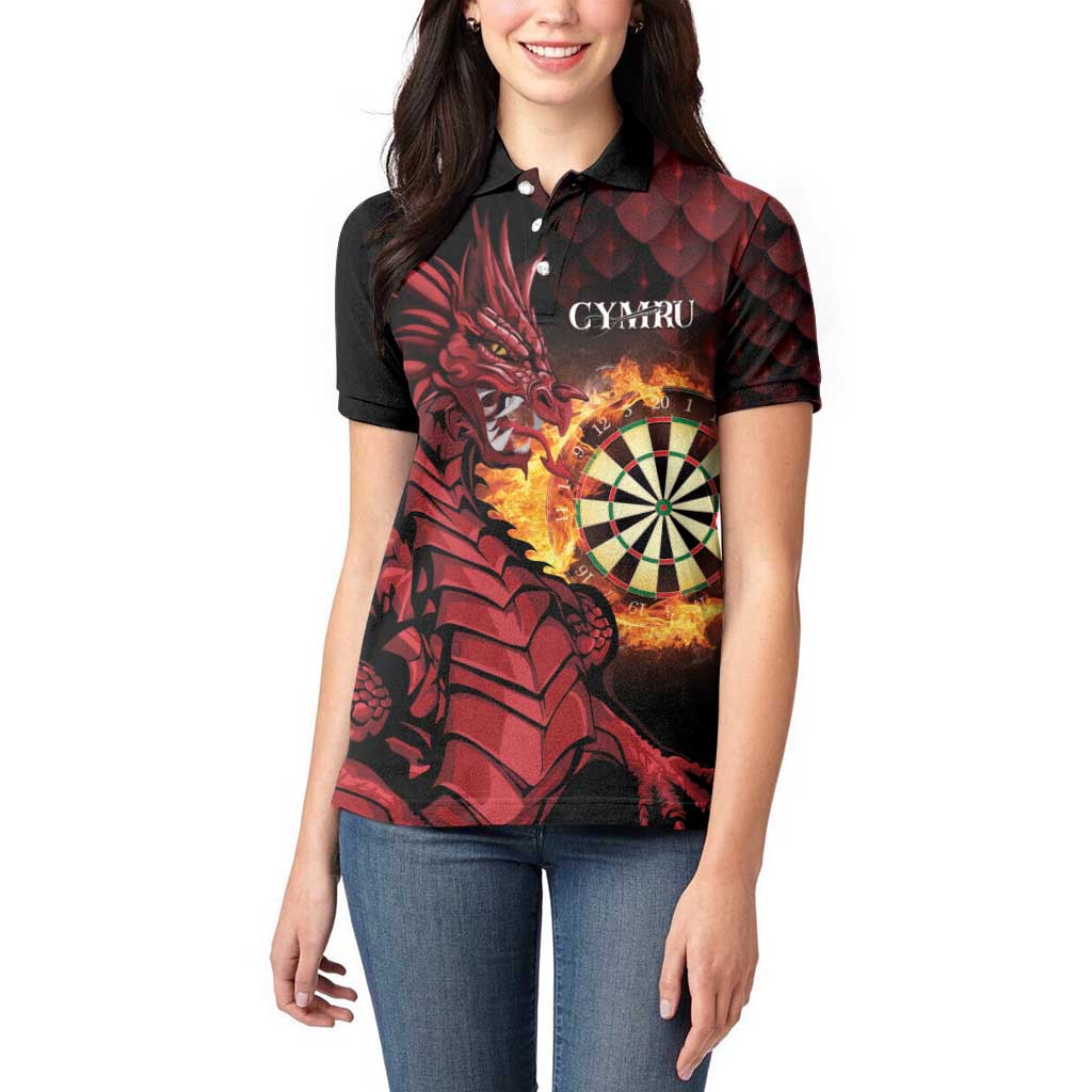 Wales Darts Personalised Women Polo Shirt Red Dragon Cymru Am Byth - Wonder Print Shop