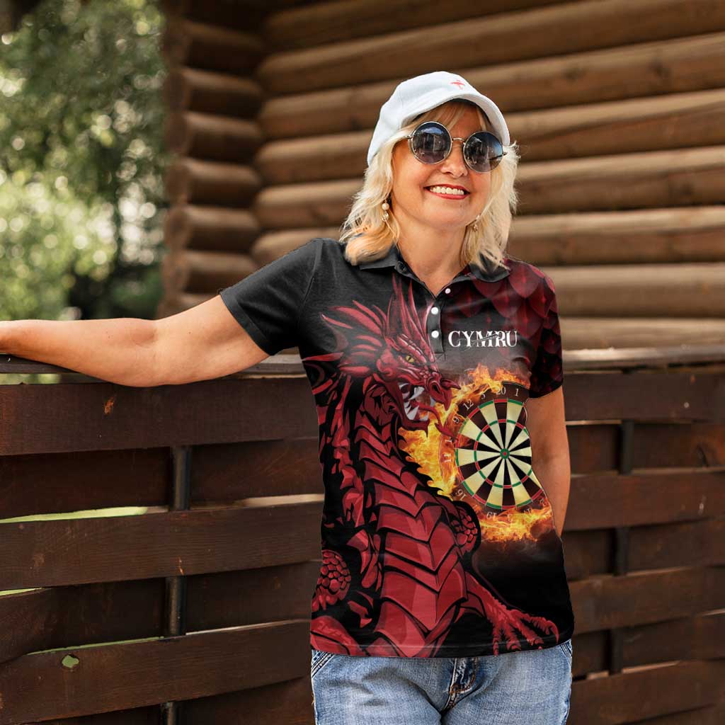Wales Darts Personalised Women Polo Shirt Red Dragon Cymru Am Byth - Wonder Print Shop