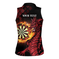 Wales Darts Personalised Women Sleeveless Polo Shirt Red Dragon Cymru Am Byth - Wonder Print Shop