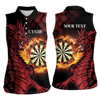 Wales Darts Personalised Women Sleeveless Polo Shirt Red Dragon Cymru Am Byth - Wonder Print Shop