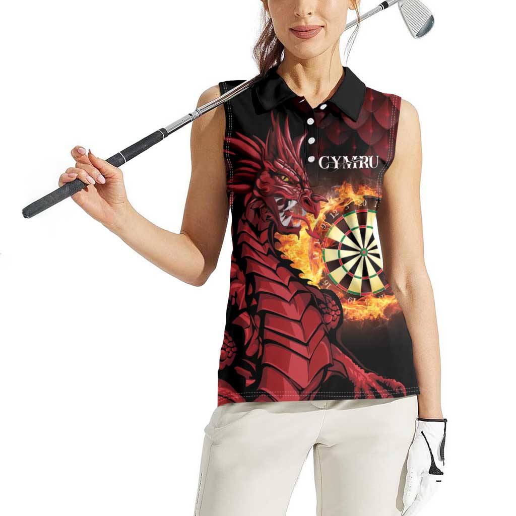 Wales Darts Personalised Women Sleeveless Polo Shirt Red Dragon Cymru Am Byth - Wonder Print Shop