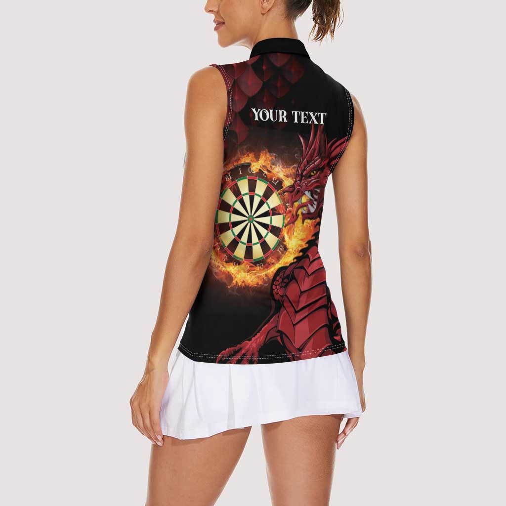 Wales Darts Personalised Women Sleeveless Polo Shirt Red Dragon Cymru Am Byth - Wonder Print Shop