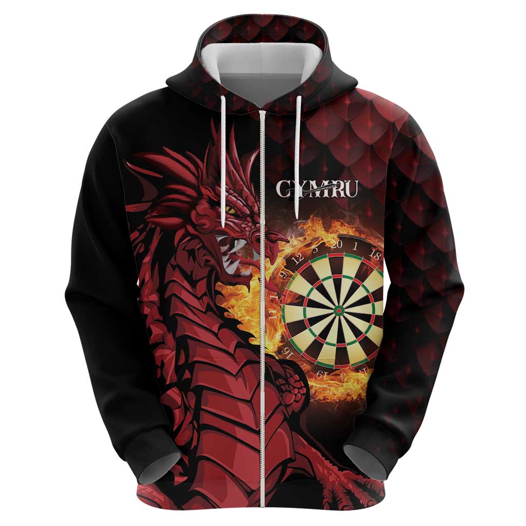 Wales Darts Personalised Zip Hoodie Red Dragon Cymru Am Byth - Wonder Print Shop