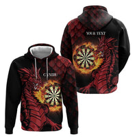 Wales Darts Personalised Zip Hoodie Red Dragon Cymru Am Byth - Wonder Print Shop