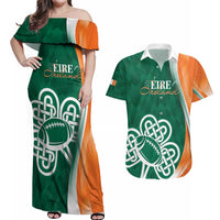 Éire Rugby Celtic Shamrock Couples Matching Off Shoulder Maxi Dress and Hawaiian Shirt Ireland's Call
