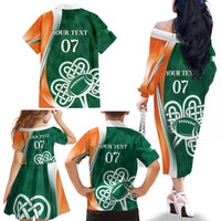 Éire Rugby Celtic Shamrock Family Matching Off The Shoulder Long Sleeve Dress and Hawaiian Shirt Ireland's Call