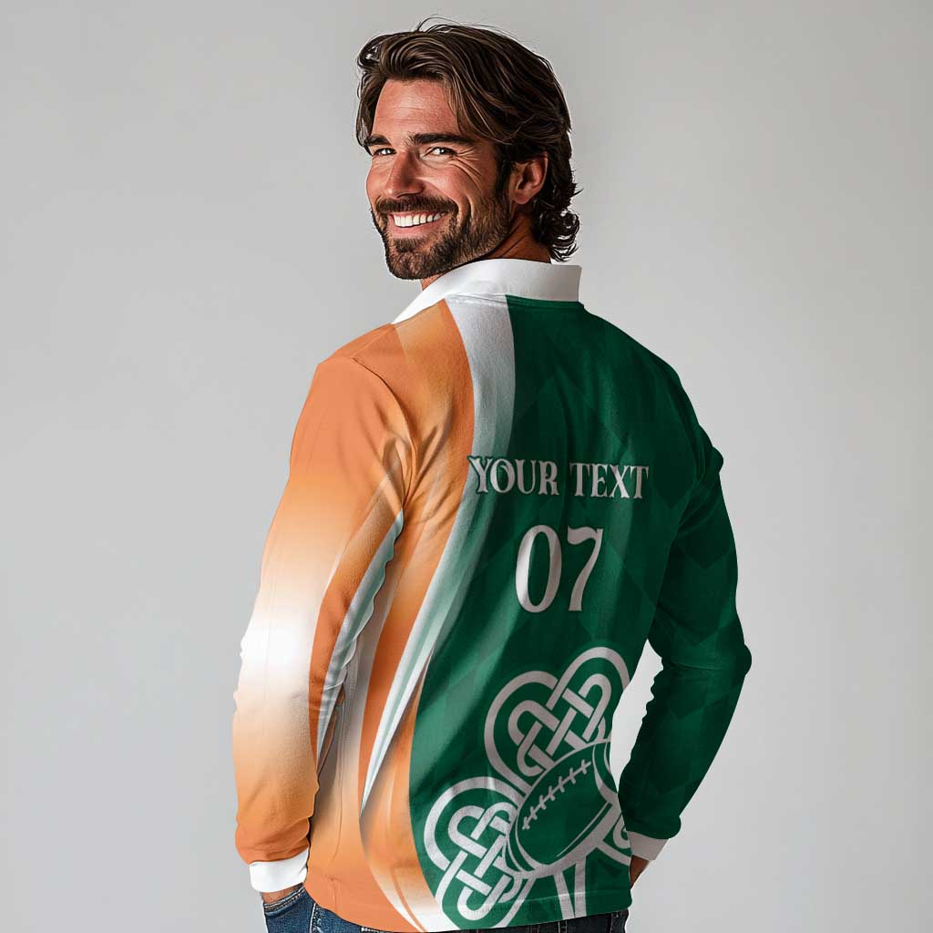 Éire Rugby Celtic Shamrock Long Sleeve Polo Shirt Ireland's Call