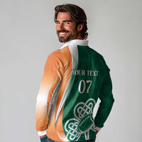 Éire Rugby Celtic Shamrock Long Sleeve Polo Shirt Ireland's Call