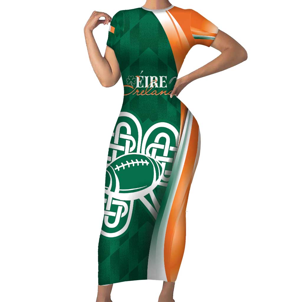 Éire Rugby Celtic Shamrock Short Sleeve Bodycon Dress Ireland's Call - Wonder Print Shop