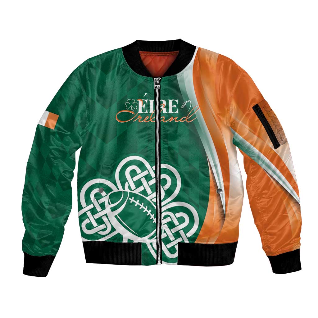 Éire Rugby Celtic Shamrock Sleeve Zip Bomber Jacket Ireland's Call - Wonder Print Shop