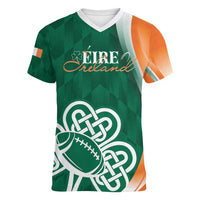 Éire Rugby Celtic Shamrock Women V-Neck T-Shirt Ireland's Call - Wonder Print Shop